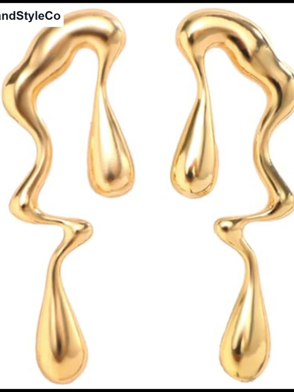 Irregular WaterDrop Drop Earrings Melted Liquid Asymmetrical Minimalist
